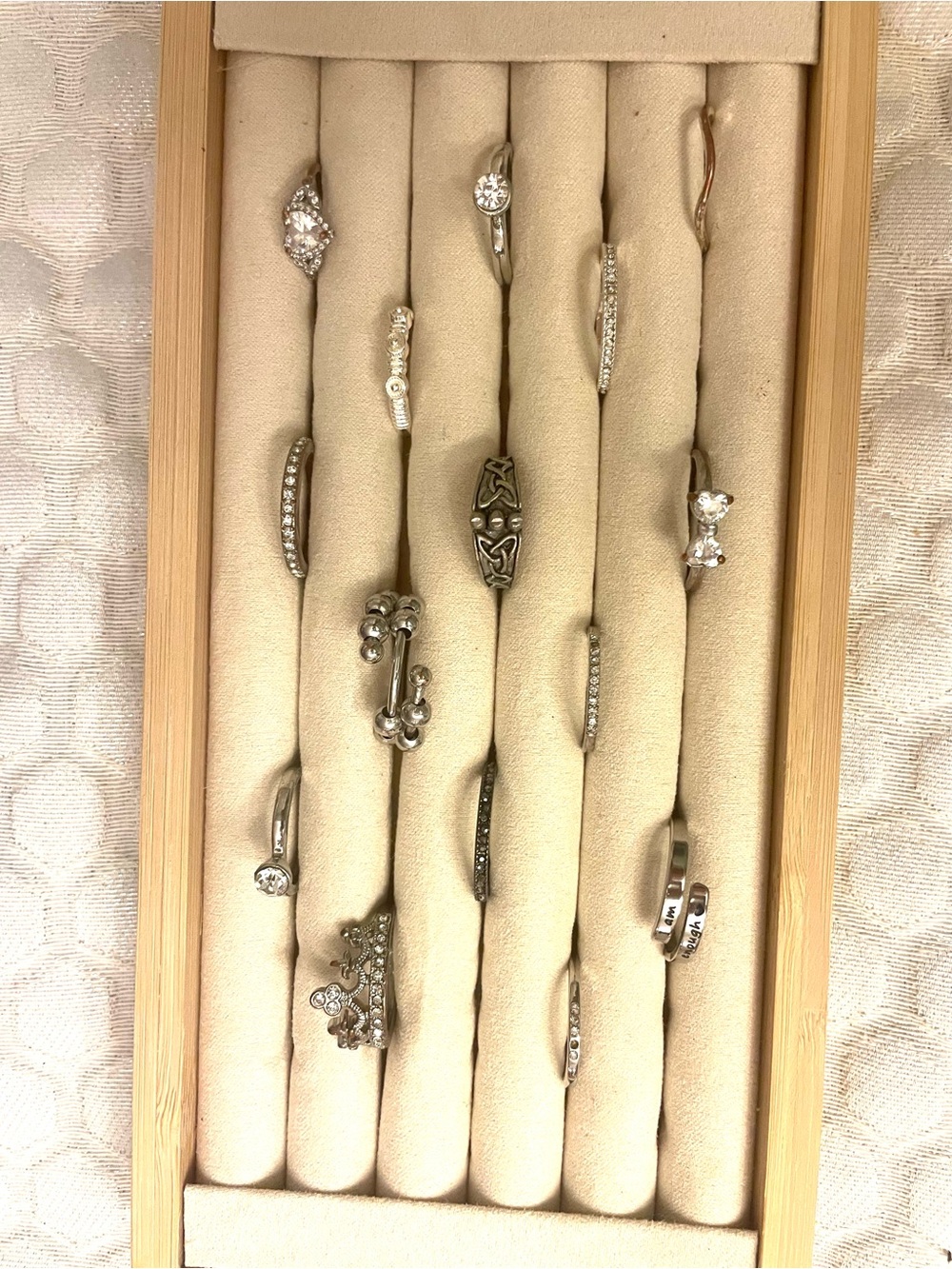 Assorted Silver Tone Rings Set with Clear Stones